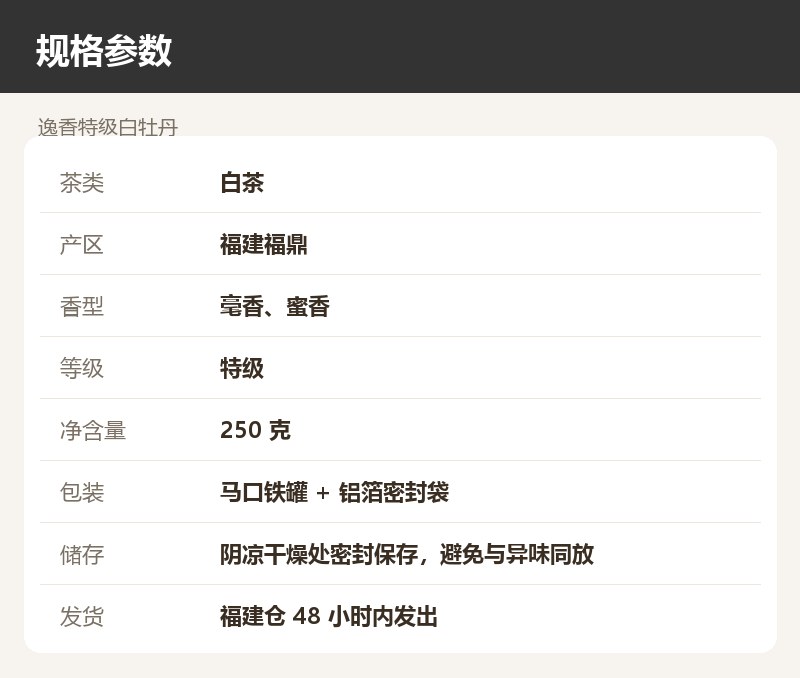 逸香特级白牡丹 详情图
